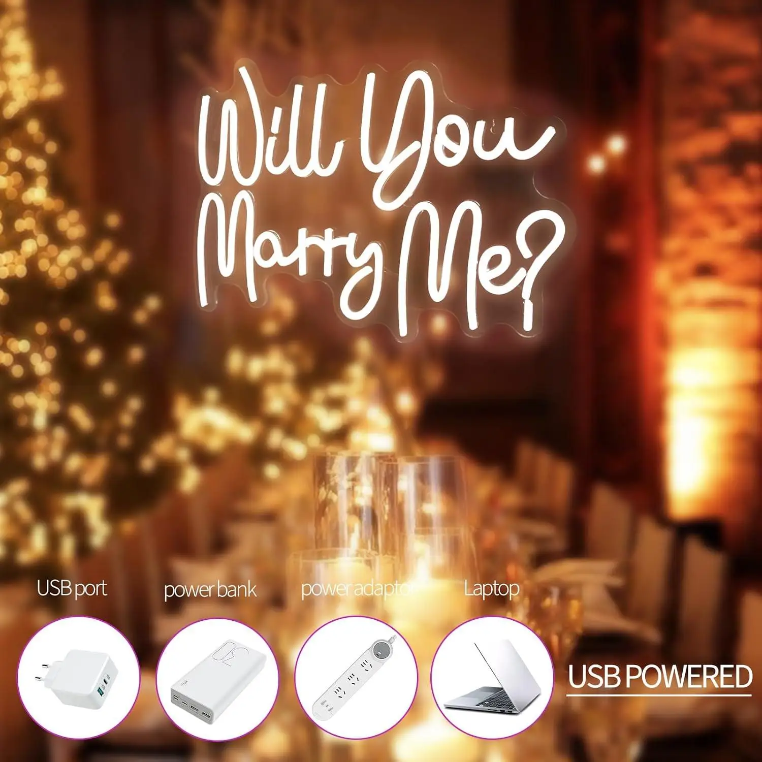 Will You Marry Me Neon Sign USB Dimmable LED Light For Proposal Wedding Engagement Party Wall Art Decoration Night Light Gifts