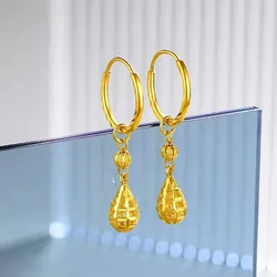 Fine Jewelry 14K Real Gold Water Drop Earrings for Women Fashion Gold Color Earrings Wedding Party Christmas Jewelry Gifts