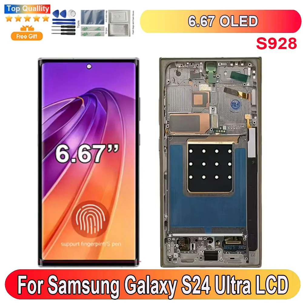 

6.67"OLED For Samsung Galaxy S24 Ultra LCD Display Screen Touch Panel Digitizer Replacement Parts Support Fingerprin S928B