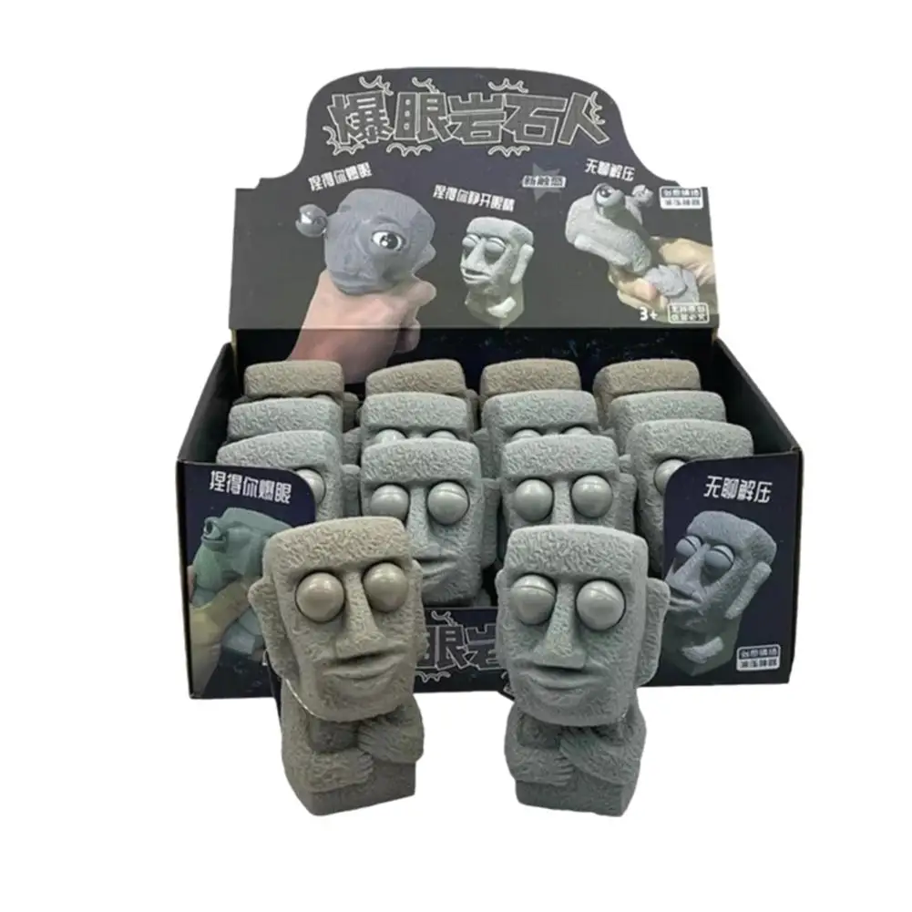 Stone Man Releases Stress Toy Langsam Rebounds Soft Expression Statue Geschenk Stress Moai Kinder Interessierte Squeeze Eyes Re V8U6