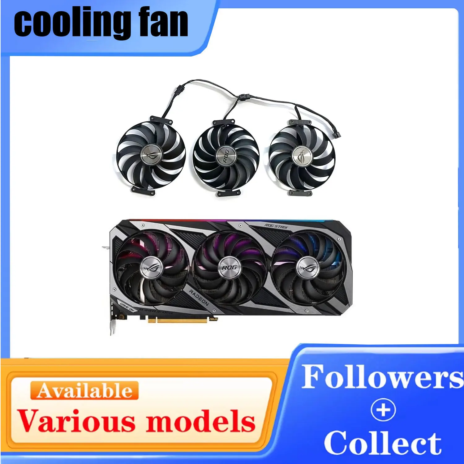 NEW CF1010U12S Graphics Card Fan Replacement ASUS Rog Strix RTX 3060 3070 3080 Ti 3090 Gaming GPU Cooler RX 6700 Graphics Card
