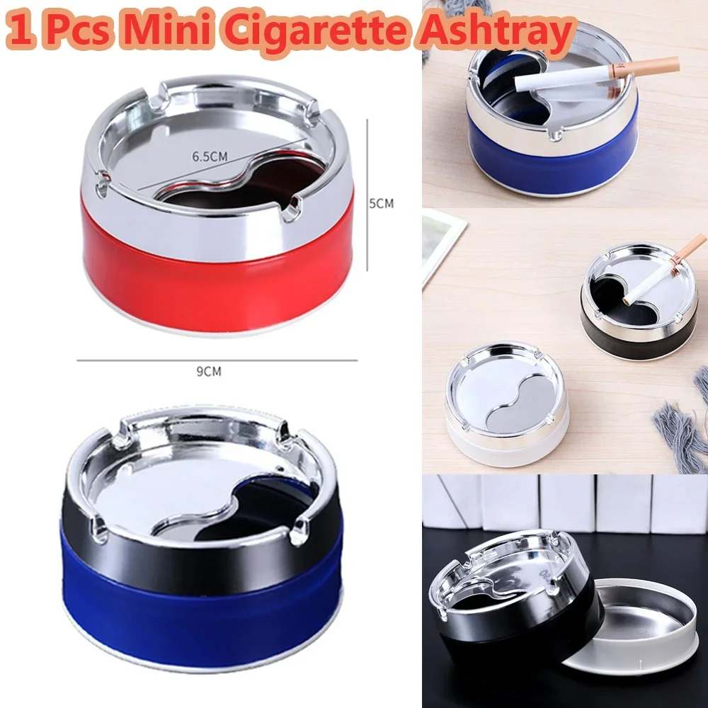 1 Pc Stainless steel ashtray sealed windproof ashtray living room household rotary thickened ashtray