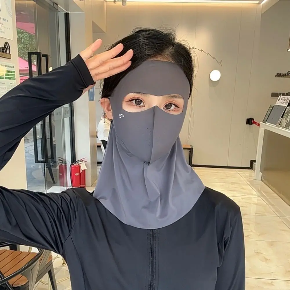 Fashion Ice Silk Sun Protection Mask Full Face 3D Anti-UV Neck Scarf UPF50+ Breathable Sunshade Face Mask Summer