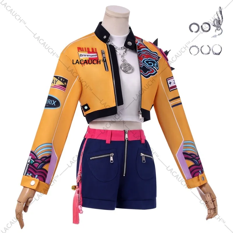 Anime kpop demônio cos caçadores superstar lumi mira zoe cosplay traje peruca conjunto completo menina grupo terno feminino festa de halloween roleplay