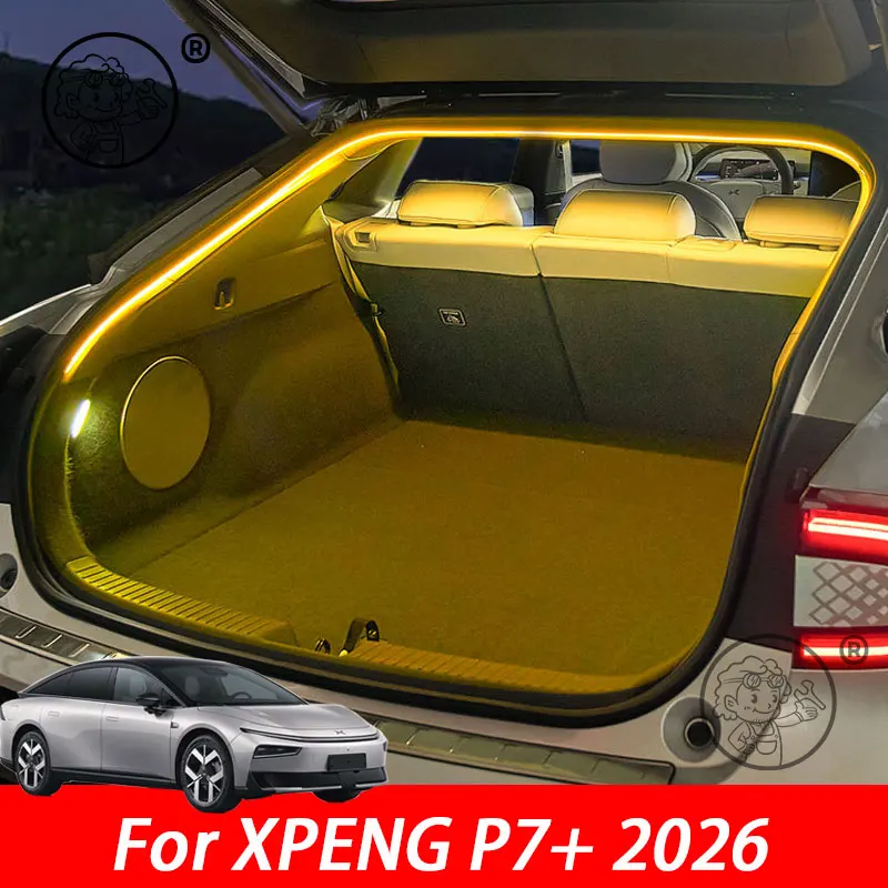 For XPENG P7+ 2026 2027 Car Rear Trunk LED Light Bar Strip Trunk Interior Brightening Decorative Lamp Strip Automatic Light