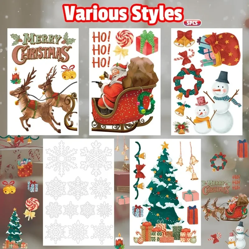 Christmas Party Decorations - 5 PCS Snowflake Window Clings Stickers for Glass | Christmas Decorations Indoor Outdoor