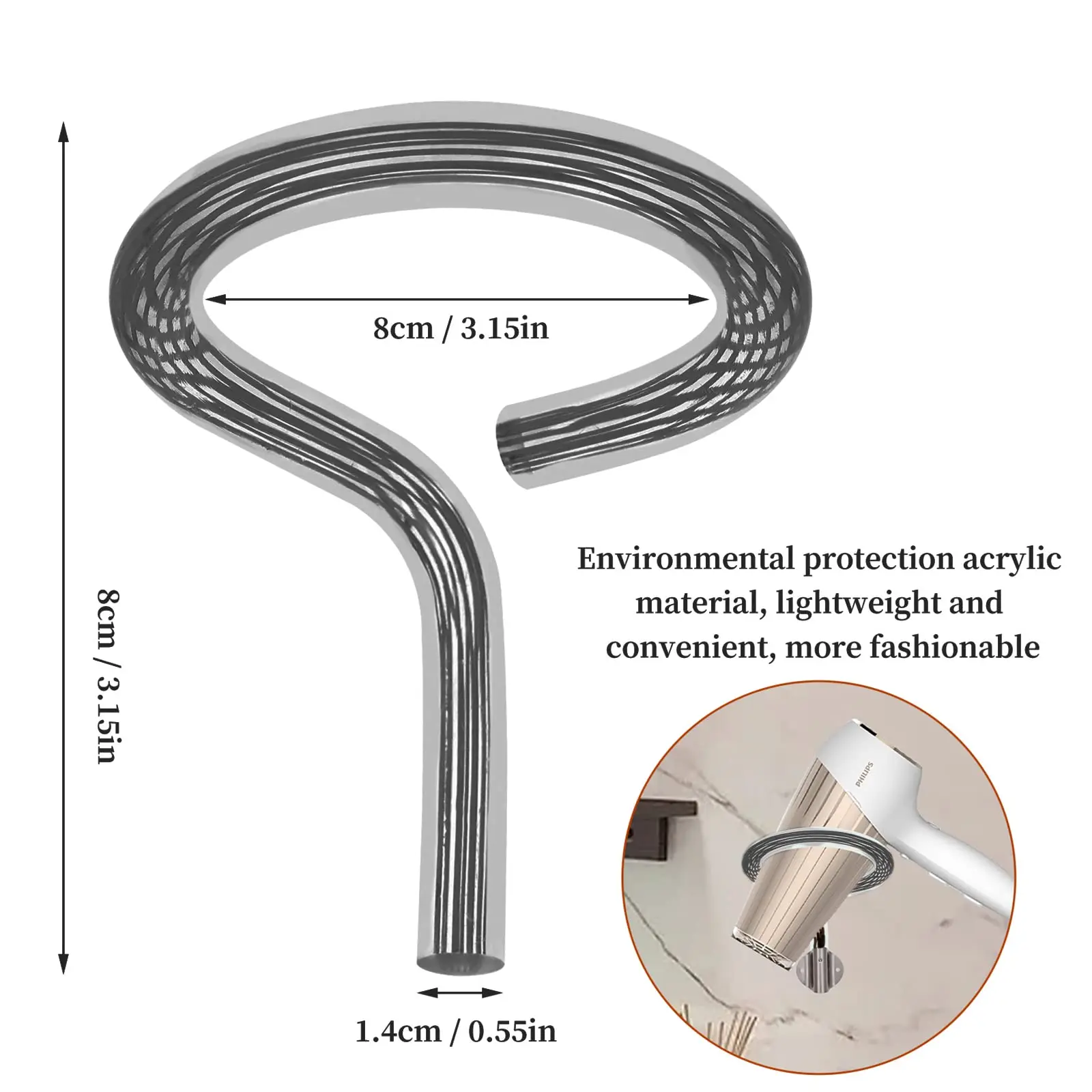 Acrylic Wall Mount Hair Dryer Holder
