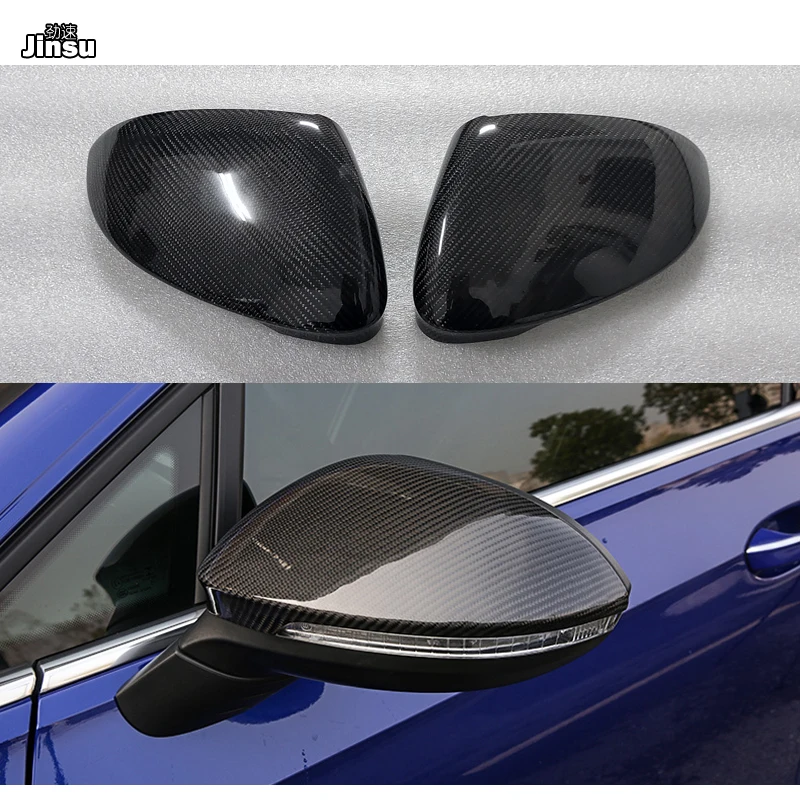 Carbon Fiber Mirror Covers For VW All New Golf 8 DSG R-Line 1.4T 2021 2022 2023 Year MK8 GTI 2.0T 1:1 Car Side Rearview Caps 2Pc