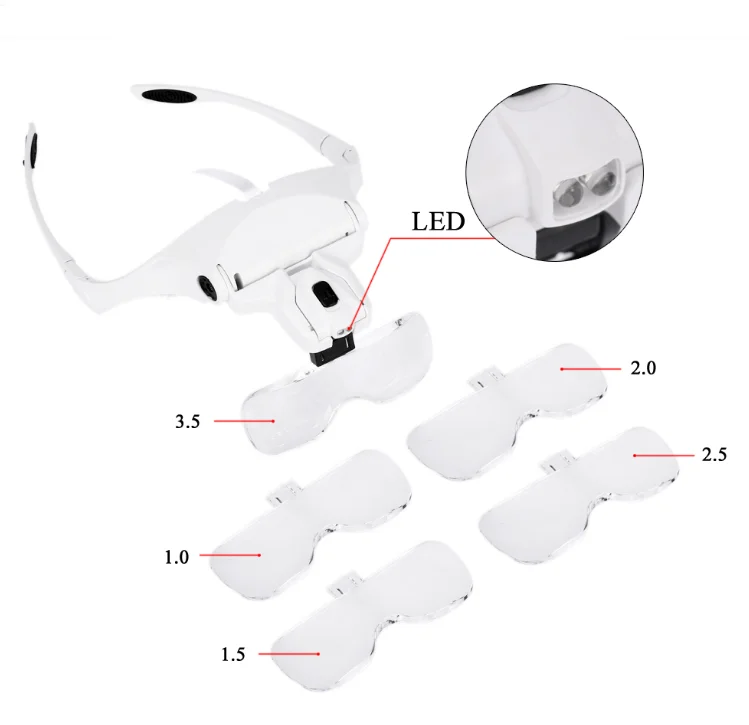 Free Shipping Hot selling Headhand Led Lamp With Magnifier for makeup/tattoo/grafting eyelash