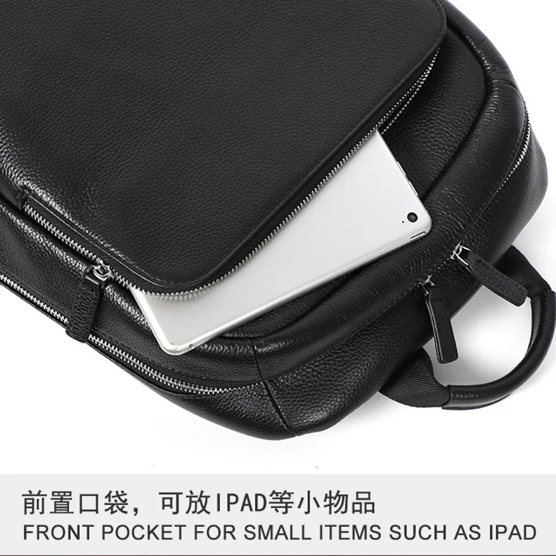 NZPJ Leder Herren Rucksack Natürliches Rindsleder Rucksack Mode Reisetasche Koreanische Version Schultasche Computertasche Für 15-Zoll-Laptop – Detail 14