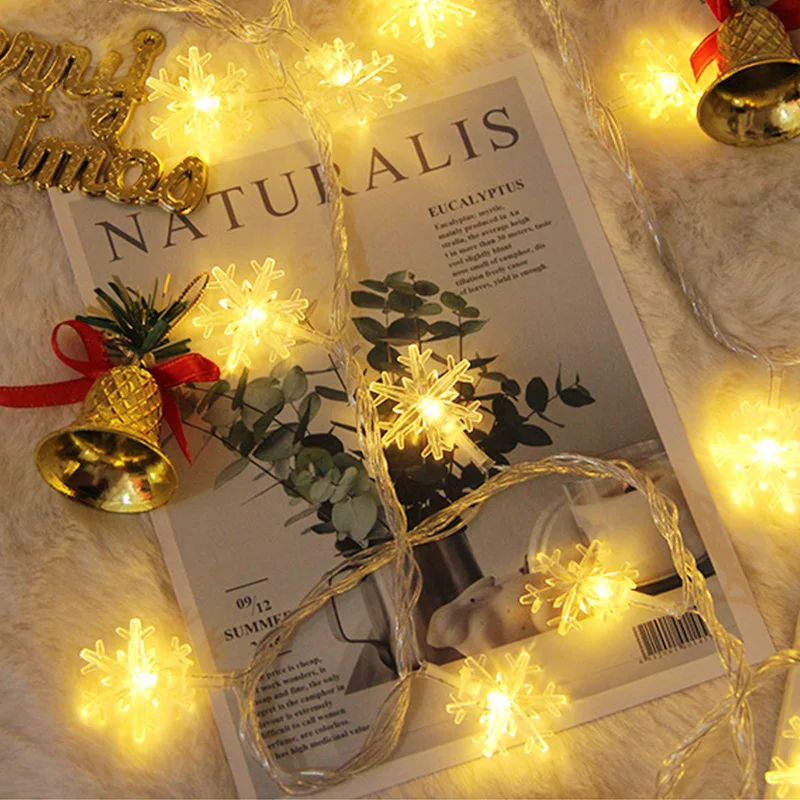 Battery Powered Fairy String Light Snowflake Lights String Christmas Fairy Light Room Decoration Wedding Party New Year's Decor