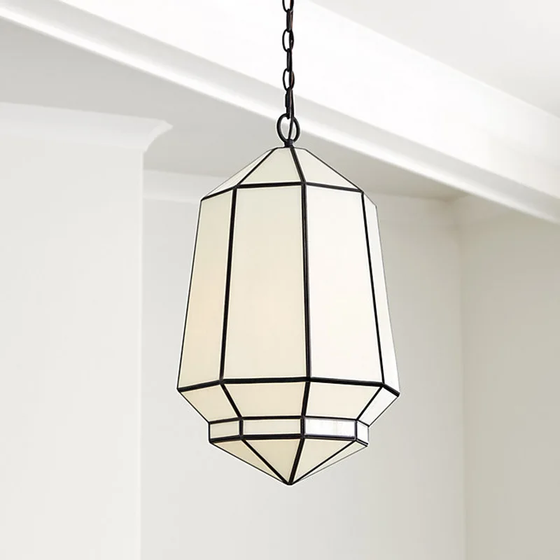 French Vintage Fabric Lantern Pendant Light - Cream Style for Living Room, Dining Room, Bedroom, Bar & Airbnb