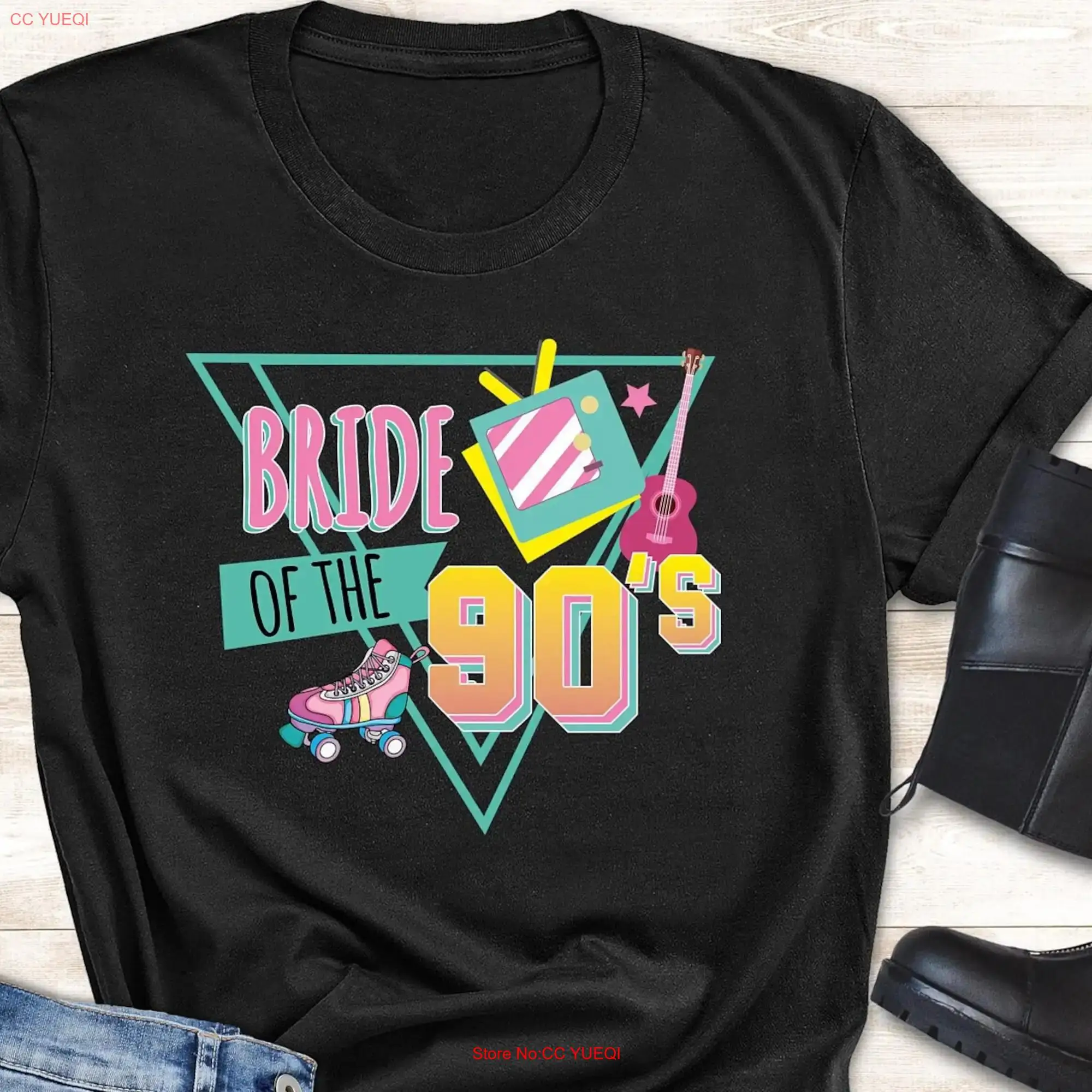 Bride of the 90s T Shirt Retro Bachelorette Party Hippie Matching Bridal long or short sleeves