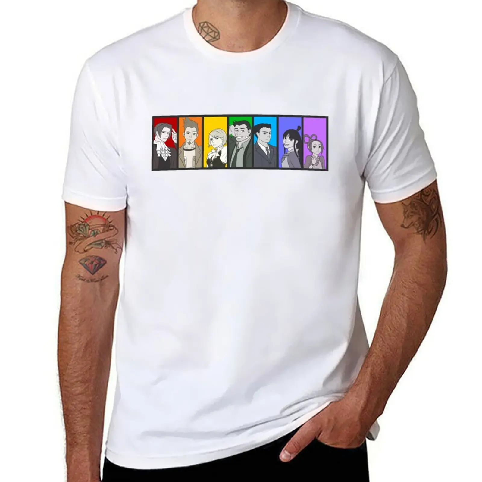 

Ace Attorney Rainbow Collage T-Shirt t shirts for man graphic funny man tshirt T-Shirt