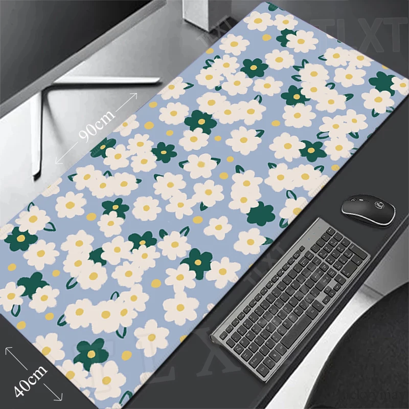 Flower Pattern Locking Edge Mouse Mats Large Natural Rubber Mouse Pad Mousepads Gamer Mousepad Laptop Desk Pads 900x400mm