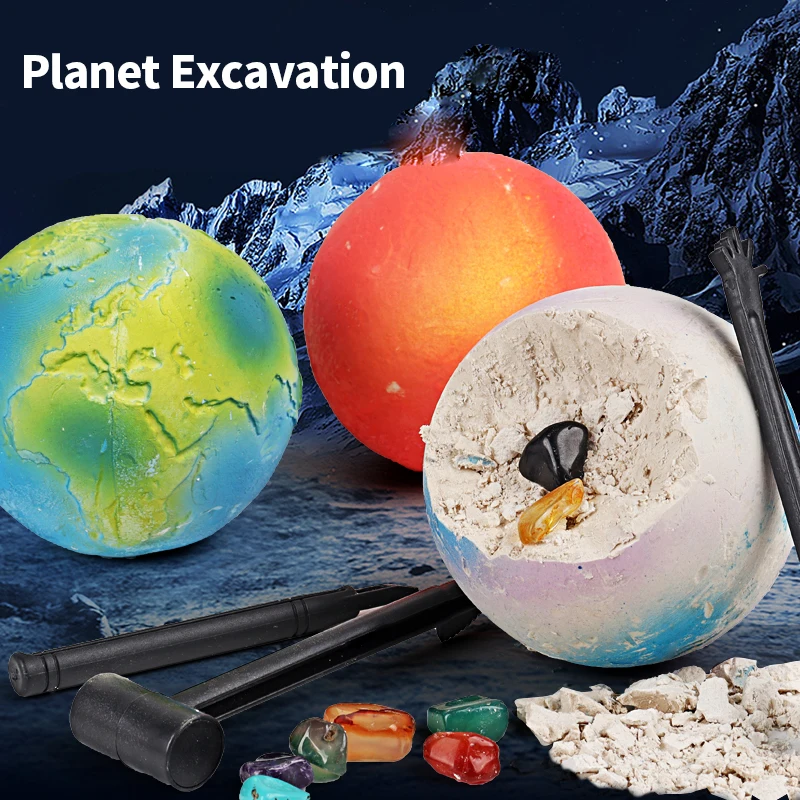 Unearth The Cosmos -Solar System Planet Excavation Kit - Interactive Gemstone Digging, Puzzle Adventure Toys