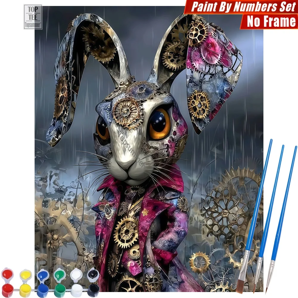 

steampunk rabbit gears Painting By Numbers Kit - rabbit steampunk mechanical Wall Art Home Decor Birthday Gift For Son
