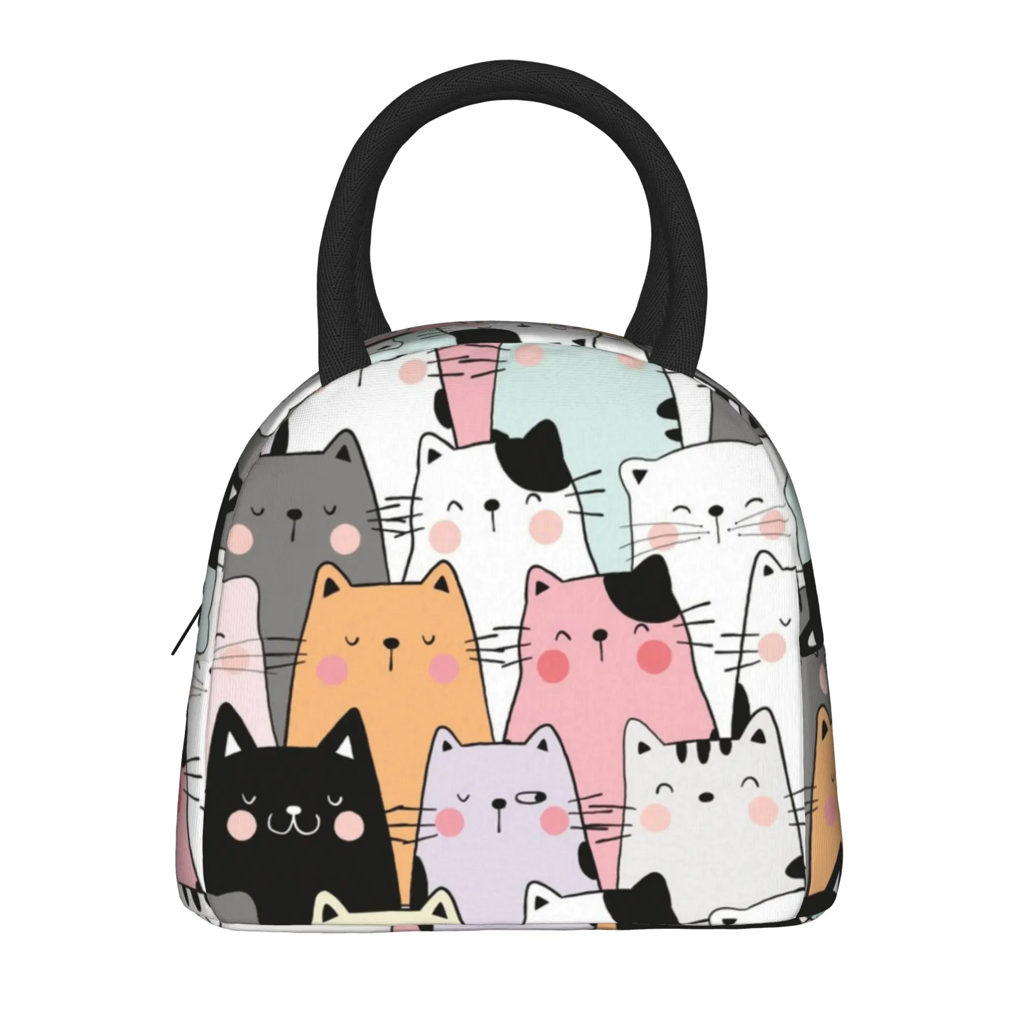 Cat Land Lunch Bag Kawaii Pet Animals Casual Lunch Box For Women Picnic Convenient Cooler Bag Oxford Custom Tote Food Bags