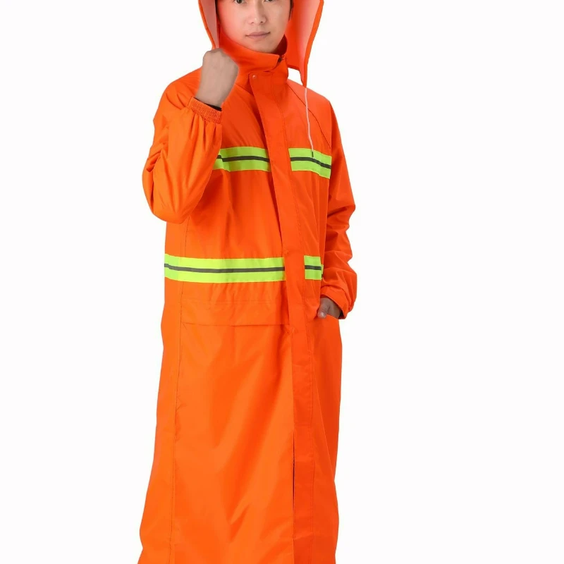 معطف واق من المطر من قطعة واحدة عاكس للصرف الصحي، ملابس واقية آمنة ممتدة وسميكة ومقاومة للعواصف