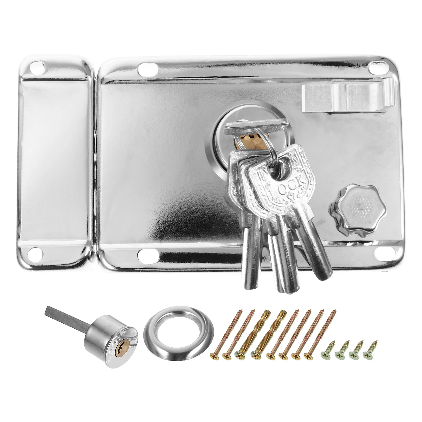 

1Set Indoor Stainless Steel Bedroom Door Lock Copper Core Crescent Design Easy Install Quick Access Safety Protection