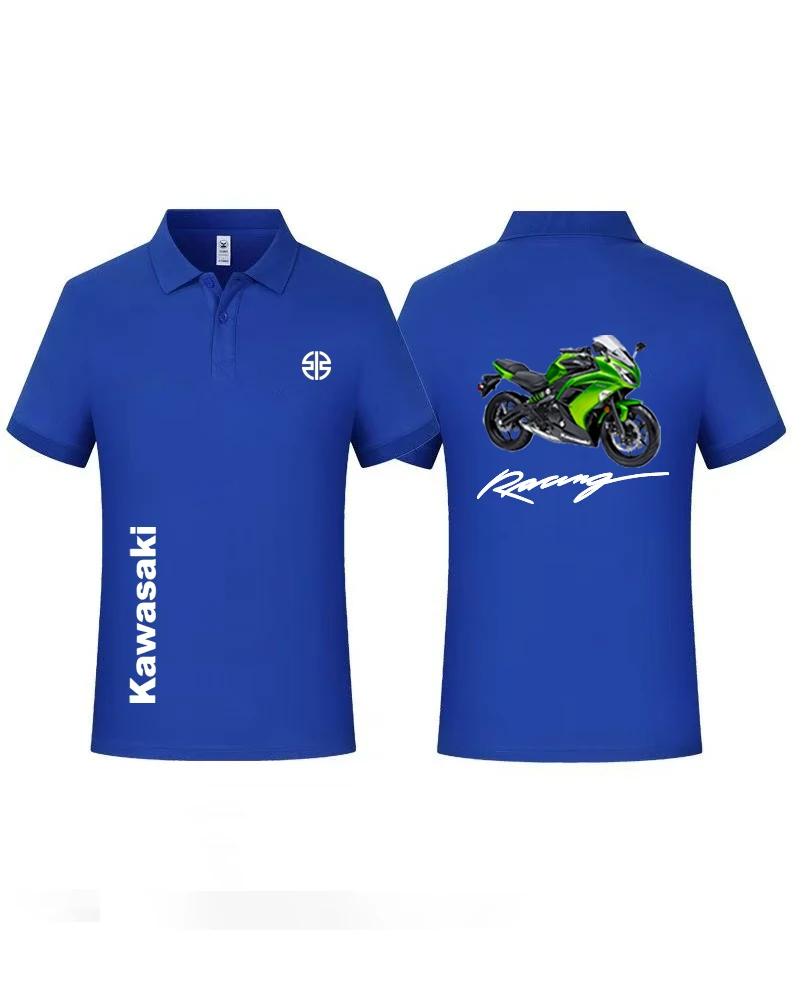 

Summer ice silk lapel polo shirt Kawasaki short sleeved workwear cultural clothing high-end logo printed t-shirt