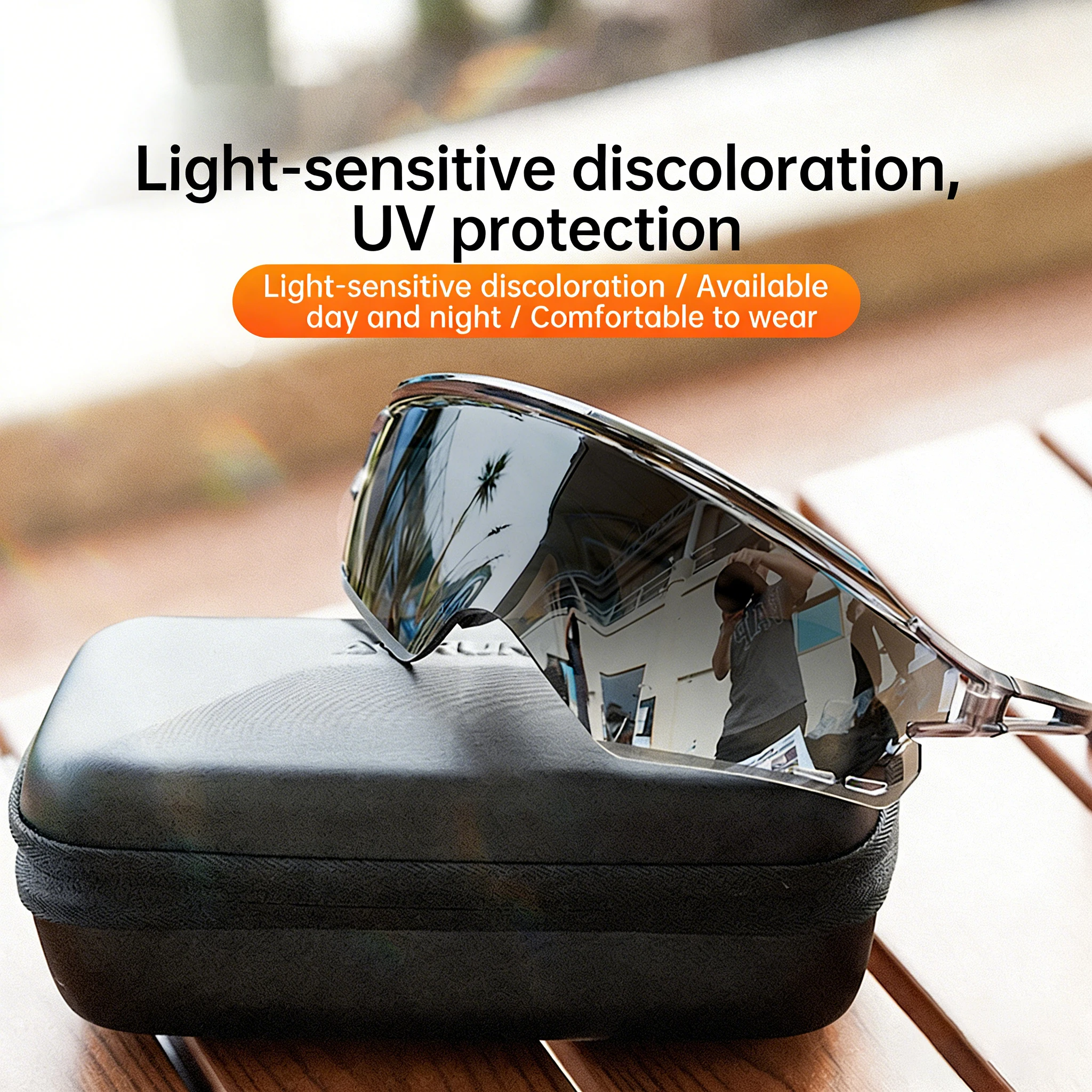 

Professional Photosensitive Color Changing Riding Glasses Windproof Goggles Outdoor Sports TR90 Half Frame Sunglasses