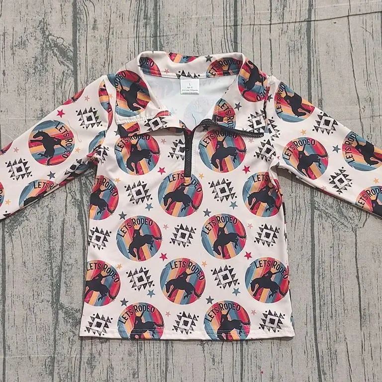 

Z1213-17 BT1598 Kids Spring Clothing Long Sleeve Western Print Shirt Baby Boys Top