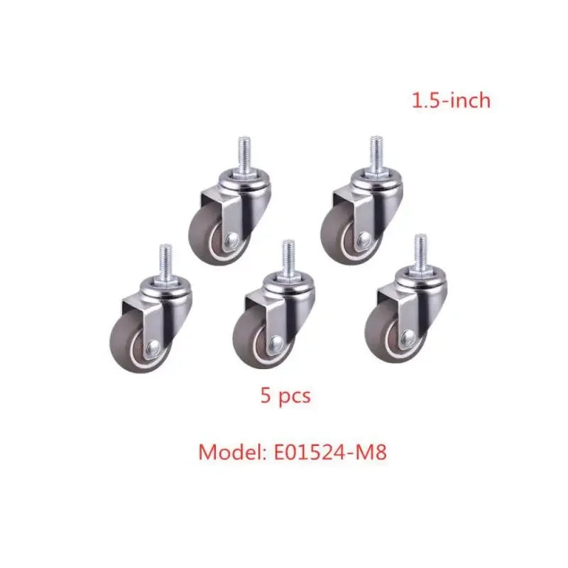 5-packs-casters-quality-15-inch-tpe-screw-universal-wheel-light-chrome-plated-high-grade-furniture-mute-wear-resistant