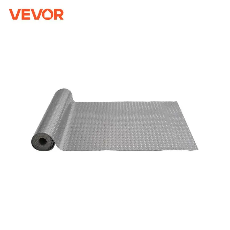 

VEVOR Garage Floor Mat 157.48 x 59.05 inch PVC Garage Flooring Roll Non-slip Diamond Texture 64.58 sq.ft Covering Space Silver