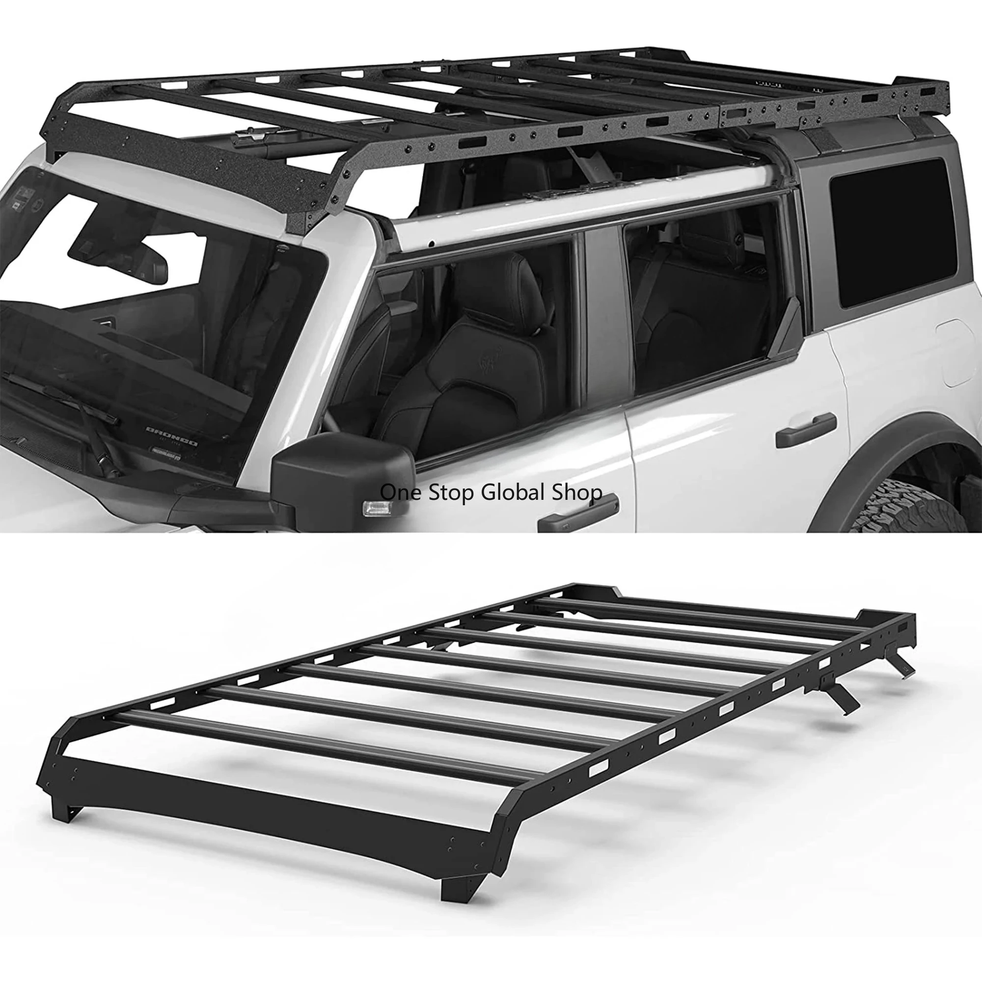 

Roof Rack Full Length Cargo Basket Cross Bar For Ford 4 Door Hardtop 2021 2022 2023