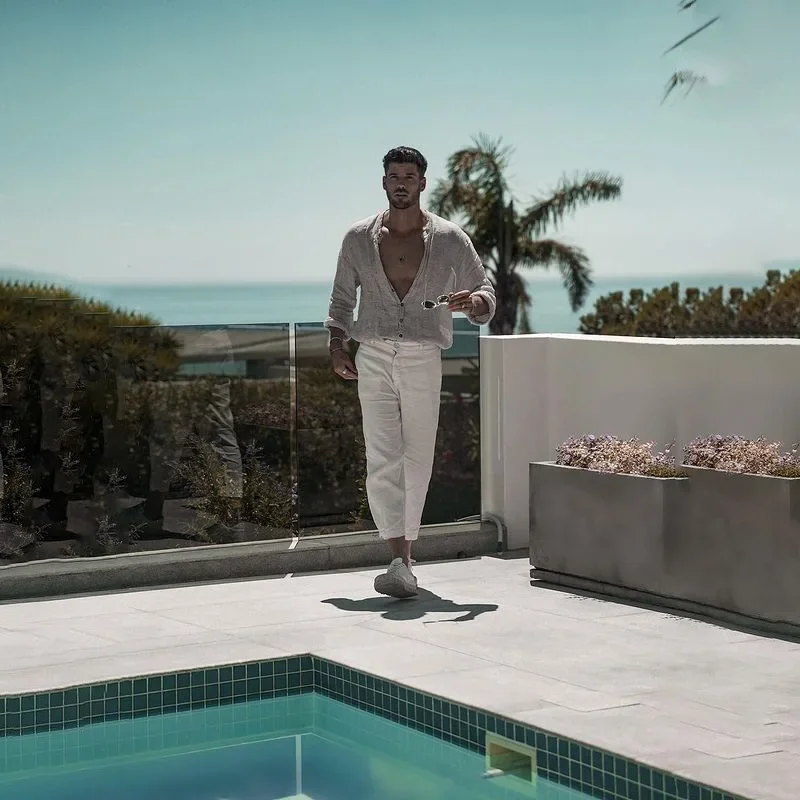 

Мужские новые однотонные рубашки с длинным рукавом, однобортные блузки с v-образным вырезом, рубашка-кардиган, повседневная летняя рубашка 202, свободные спортивные пуговицы