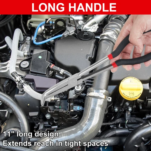 Imagen 2 del producto Alicates de agarre de manguera de 3/5 Uds., alicates de extracción de bujías de acero al carbono, alicates de desconexión eléctrica de mango largo, abrazadera de manguera de radiador