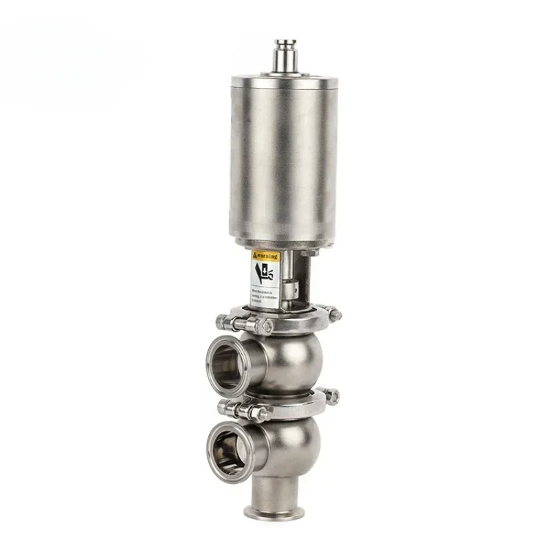 Stainless Steel Sanitary SS304 SS316L  Pneumatic Divert Seat Valve Double Single Acting Shut-Off Valve Reversal Valve