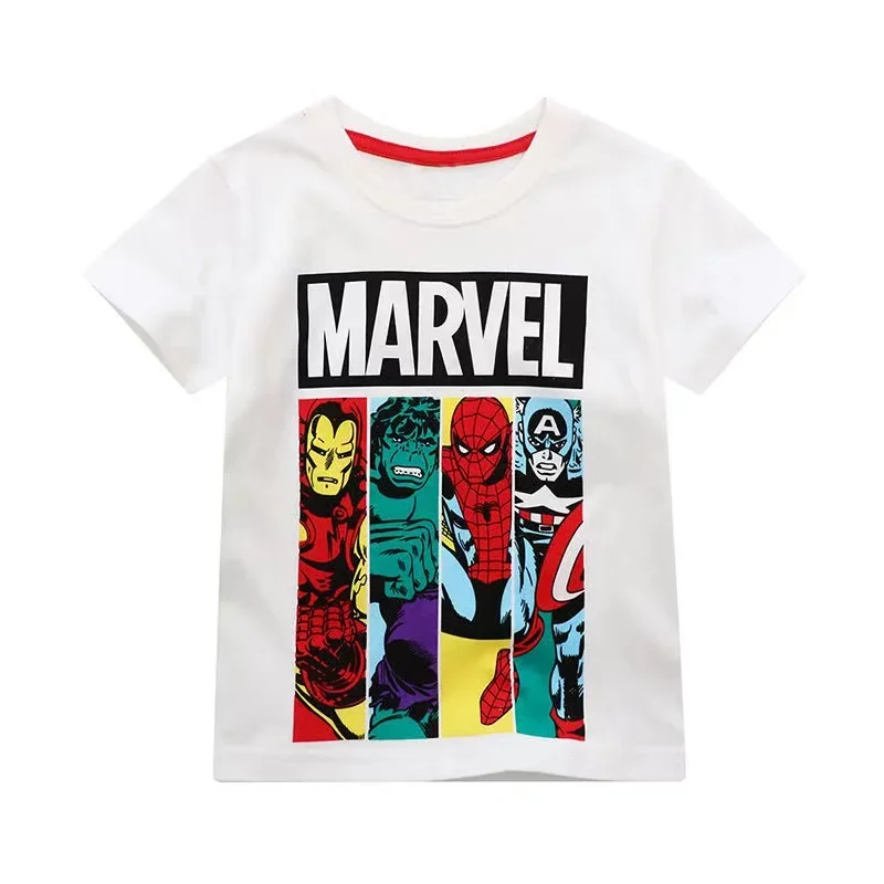 Summer Cartoon Avengers Spiderman Toy Story Print Baby Boys Short Sleeve T Shirt Kids Girls Cotton Clothes Children Tops Tees