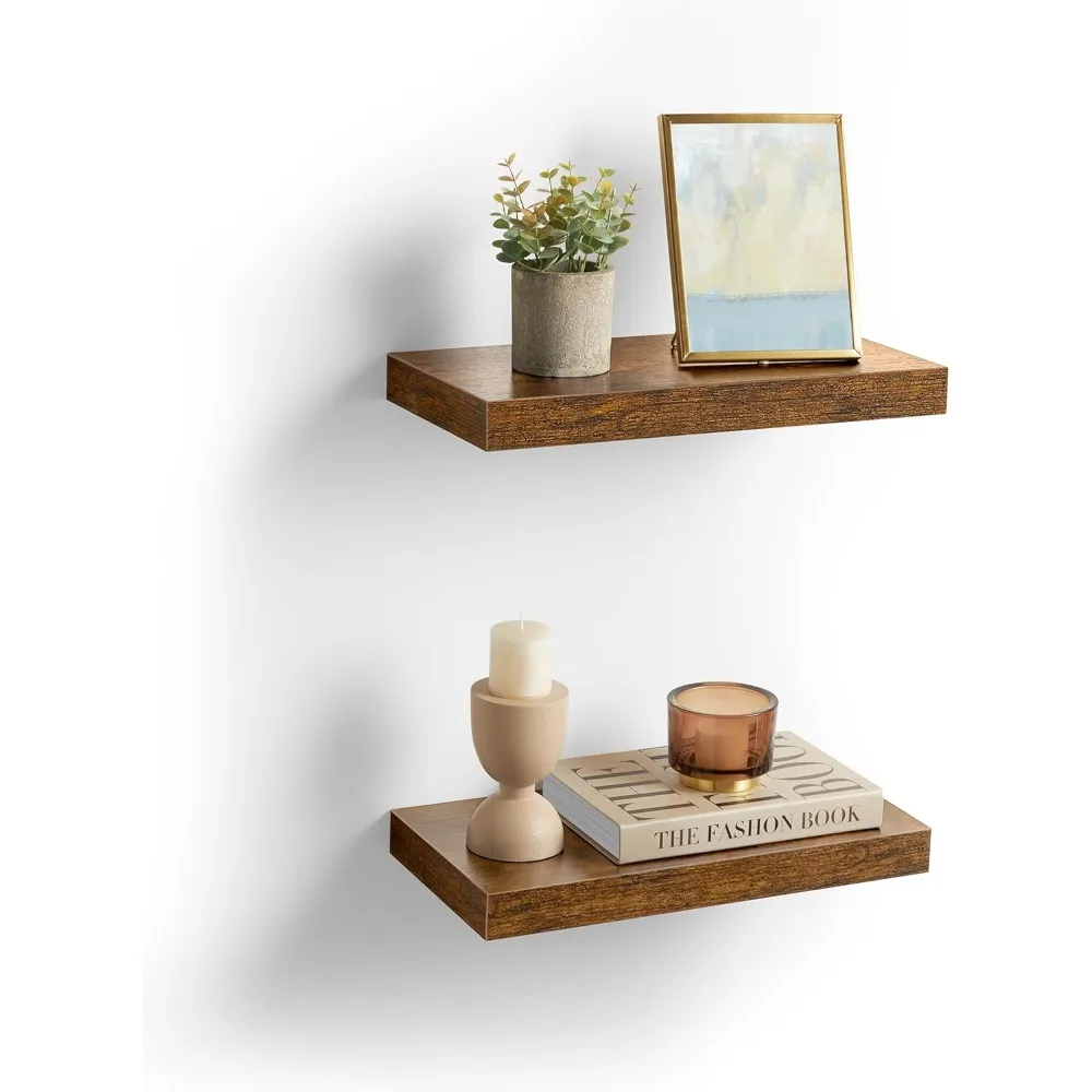 مجموعة أرفف حائط مكونة من 2، أرفف عائمة، مثبتة على الحائط، 8 × 15.7 × 1.5 بوصة، أرفف عرض لإطارات الصور، ديكور الحائط، H #1