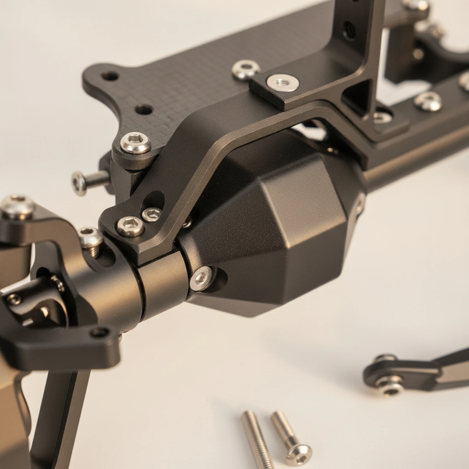 Rear Axle Assembly Aluminum Alloy RC Crawler Axle Axles Bolt-on Hardware Complete for Hobbyists, Axial Capra Builds, 4WS Setups