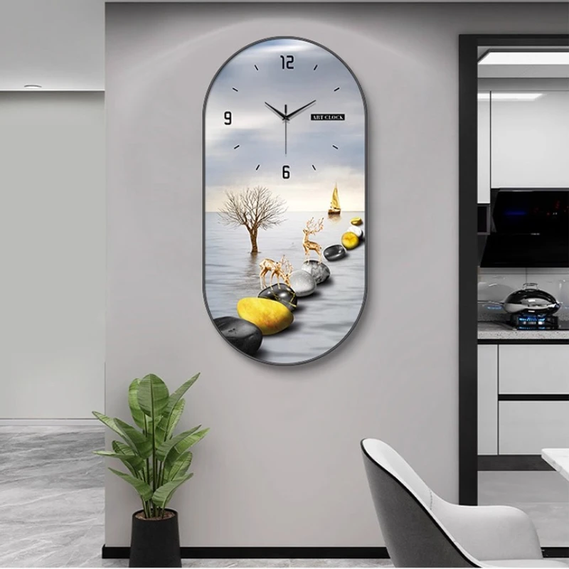 European Style Living Room Decoration Painting Wall Clock Deluxe Restaurant Clock Mural Creativity Mute Digital Large Wall Clock