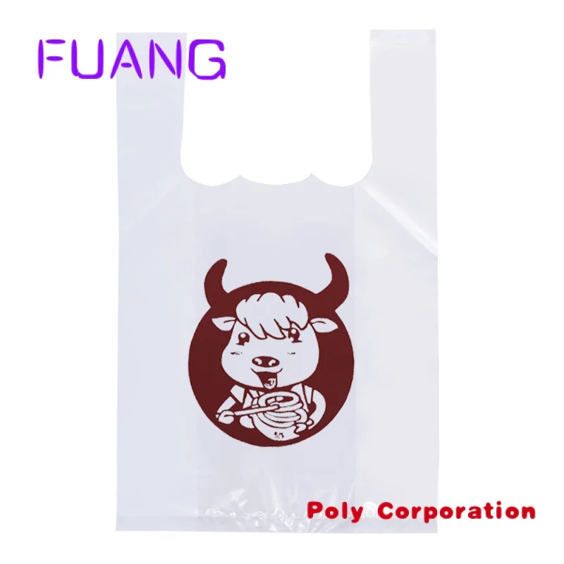 Custom  Custom logo hotel packing bag vest Take-out plastic handbag for restaurant