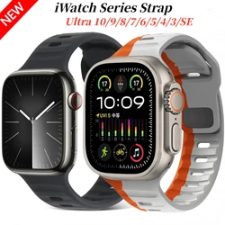 Silicone Strap For Apple Watch Band Ultra 2 49mm 46mm 45mm 44mm 42mm 41mm 40mm Bracelet iWatch Serises 10 9 8 7 6 5 4 SE Correa