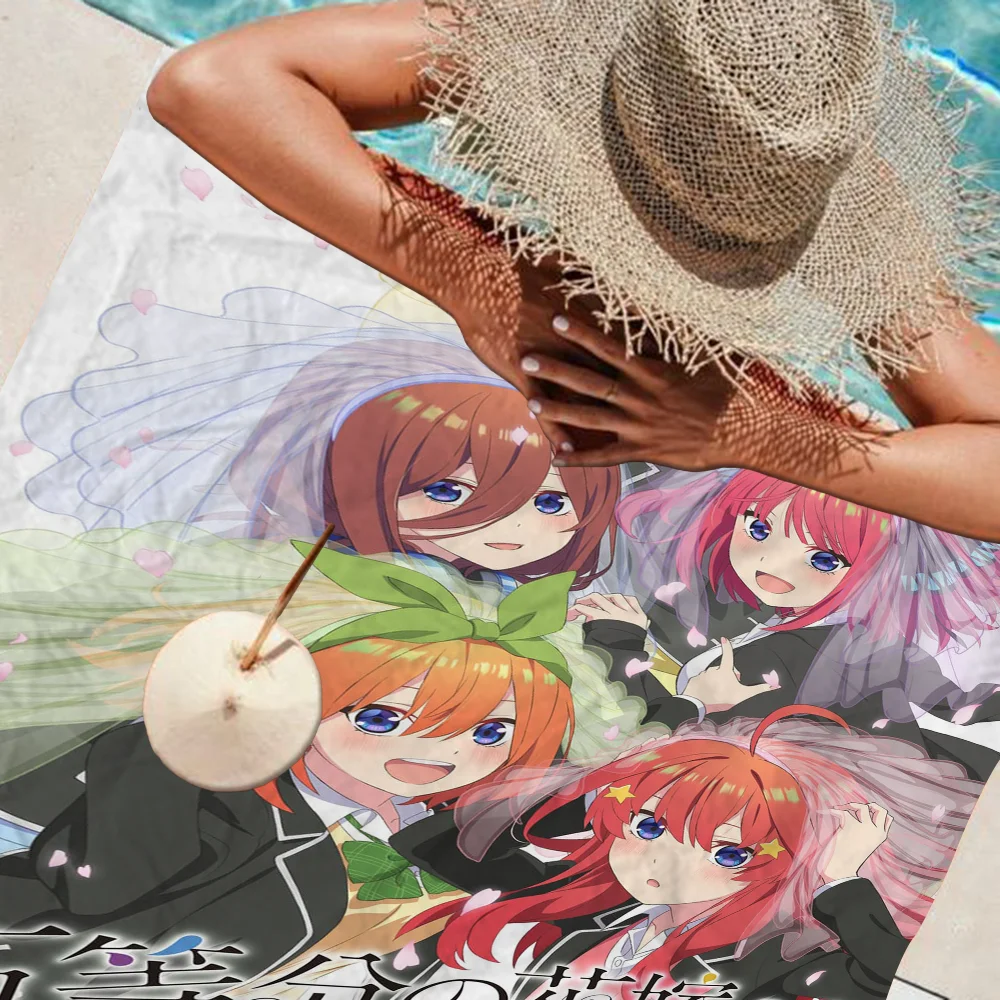 Anime Q-Quintessential Quintuplets Beach Towel Colorful Bath Towels Microfiber Dry Custom Sand Free Beach Yoga Spa Gym Pool