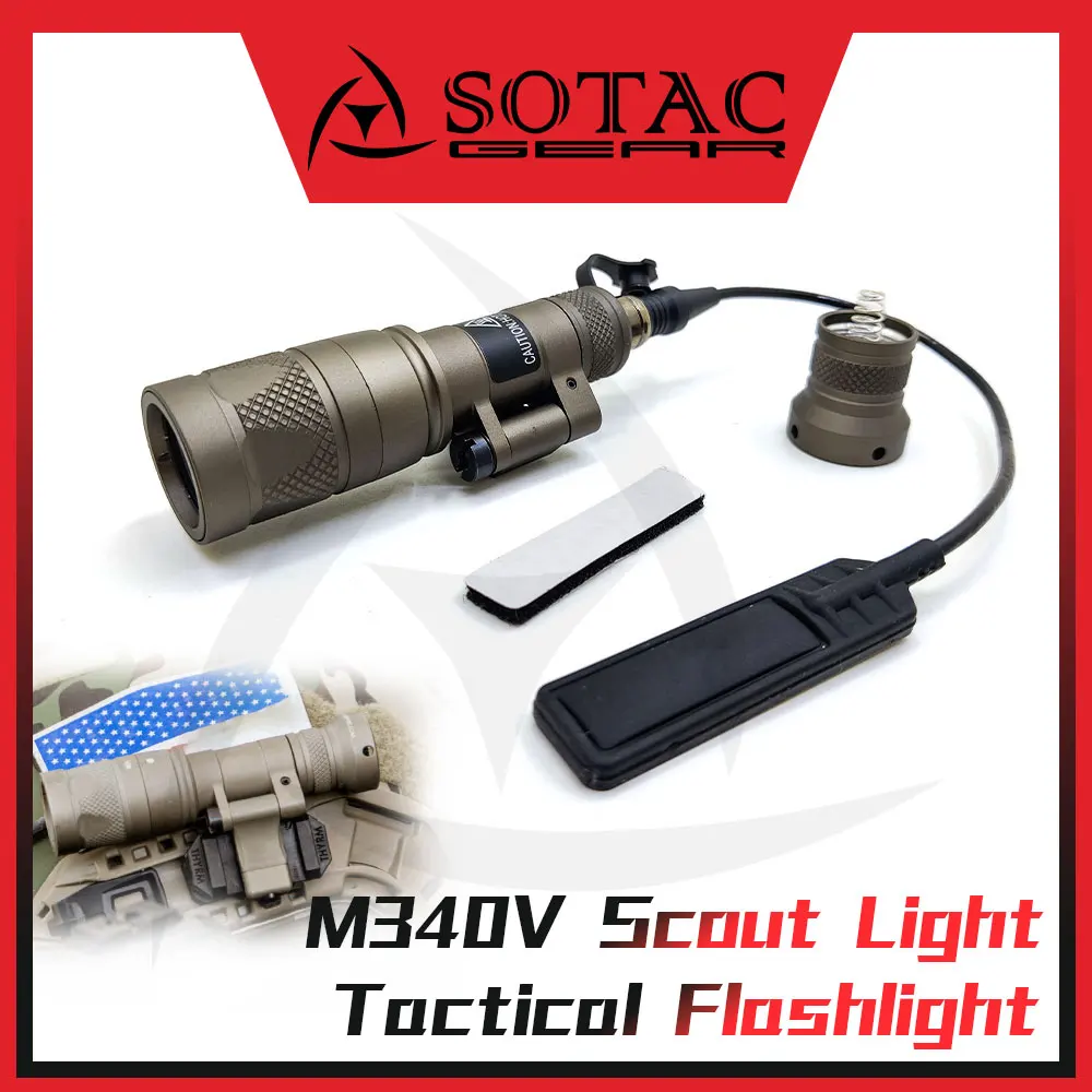 

SOTAC GEAR Tactical Light M340V Flashlight Fit 20mm Rail Hunting Strobe Scout Light LED with Remote Pressure Switch