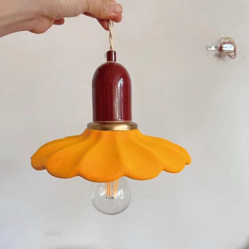 

Vintage Bedroom Bedside Chandelier French Dining Room Island Ceramic Velvet Orange Chandelier Living Room Decorative Lamps