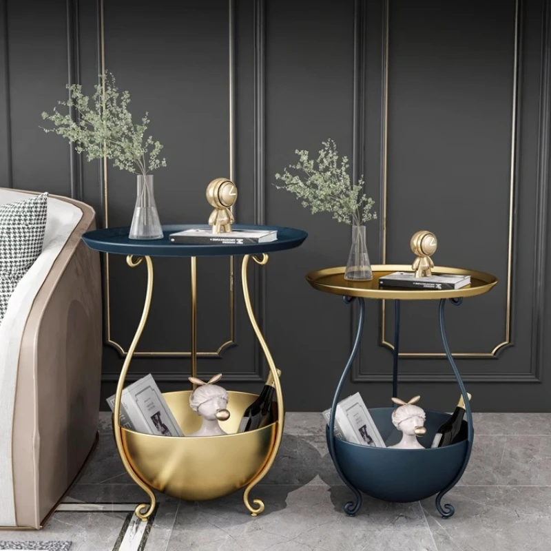 Scandinavian Nesting Coffee Table Modern Round Side Table with Storage Space-Saving End Table