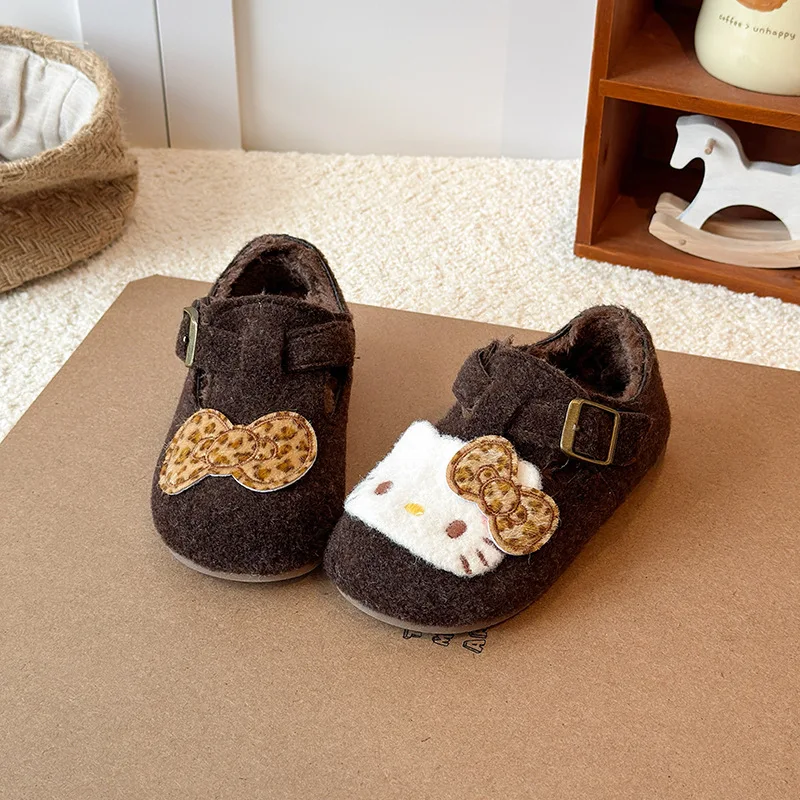 أحذية أطفال كاجوال أحذية تزلج بو الجلود القط الربيع أحذية للفتيات المضادة للانزلاق لينة أسفل الفيلكرو البني الرمادي الأحذية حجم 23-34