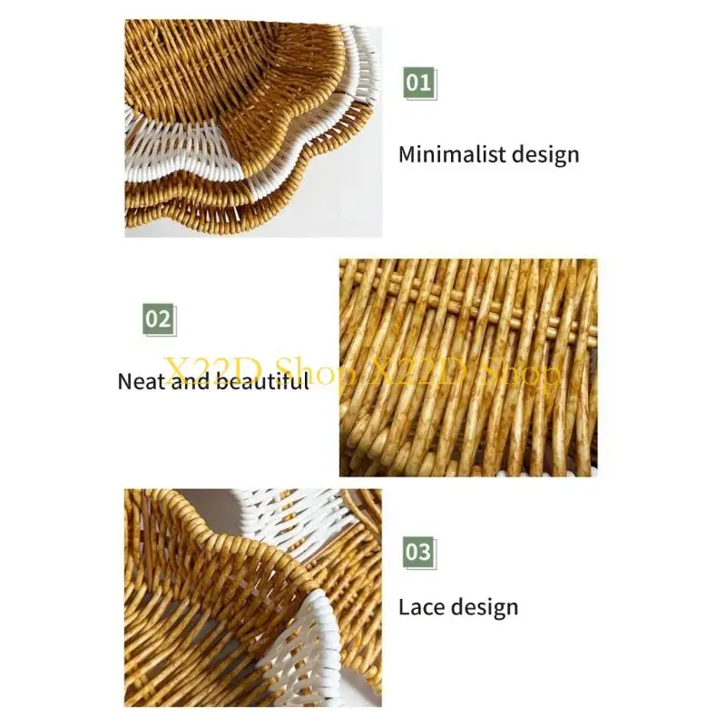 X22D Elegant PP Rattan Look Serving Platters With Sections For Fruits Pastries