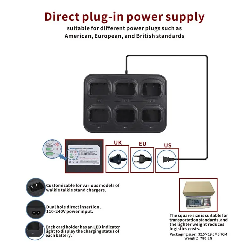 Imagem -06 - Carregador de Bateria Multi Unit Way Fast Charger Desktop Multi Charging Dock Base Way Radio Uv5r Acessórios Baofeng-uv5r