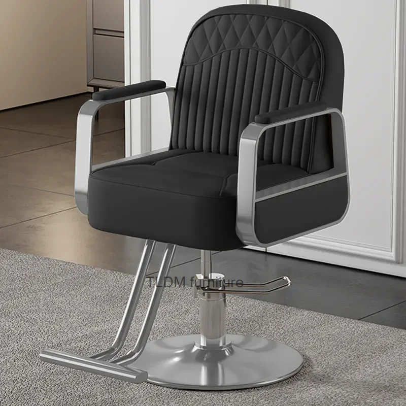 

Professional stainless steel hair salon hair salon black comfortable personalized salon chair luxury elevator Cadeira furniture