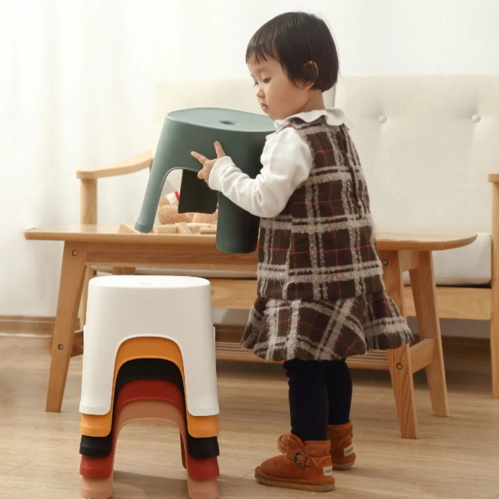 

1pc Plastic Step Stool Non Slip Feet Kids Toddler Kitchen Bathroom RV Small Stools Light Red Color Shoe Changing Bench
