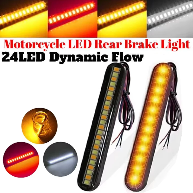 24LED Motorcycle Turn Signal Mini LED Light Tail Lights Brake Lamp License Plate Lights Flowing Tail Indicator Light DC 12V