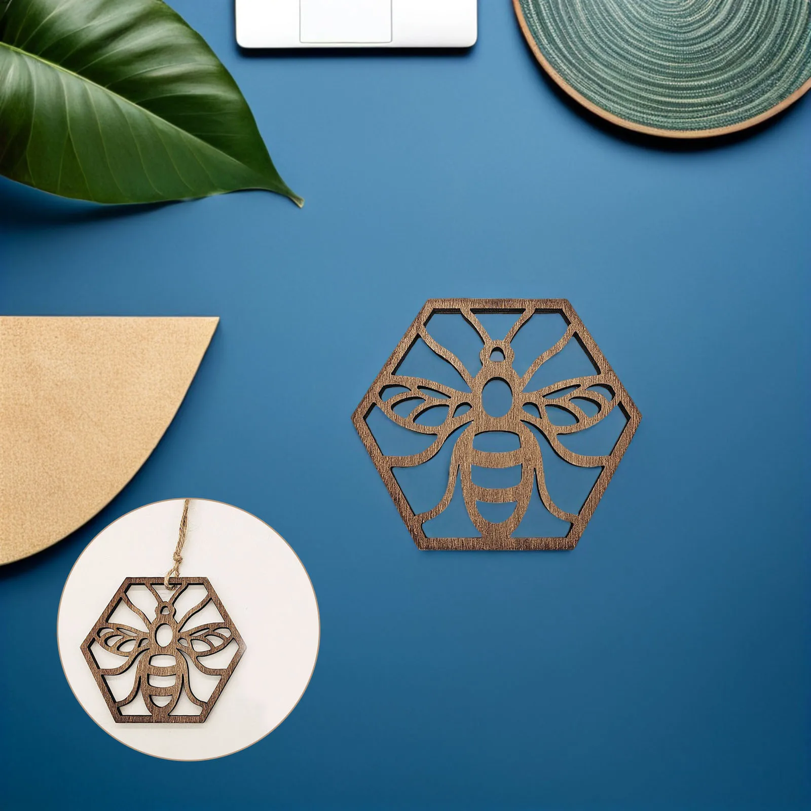 

5pcs Bee Decorative Wooden Coasters Premium Cup Cushion For Mugs Coffee Cups Cupcakes Party Home Dining Tableware Placemat